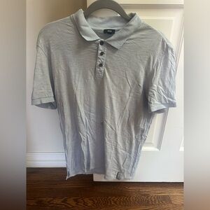 Vince Light Blue/Gray Polo Shirt with Button Placket Size Small (stained)